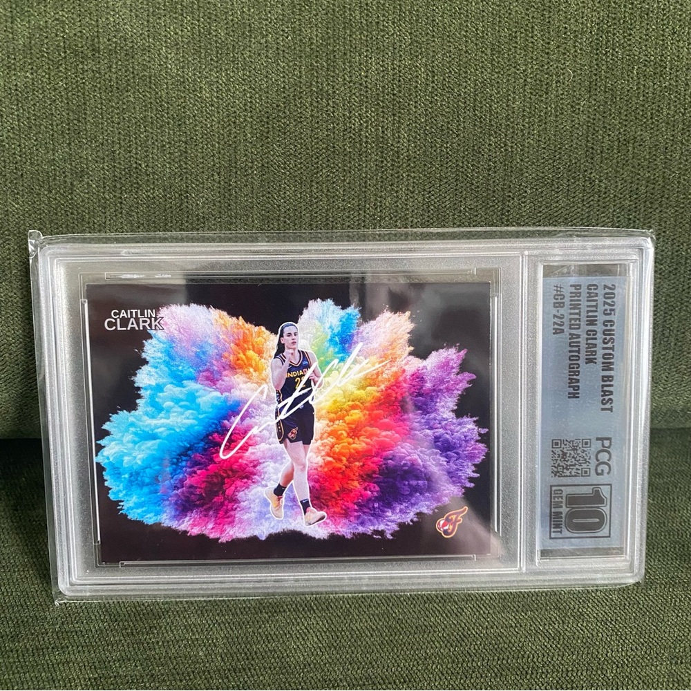 Custom Caitlin Clark Black Color Blast facsimile autograph PCG 10!! Fever